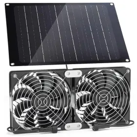 Abitmax 607615499535 Juego De 2 Ventiladores Solares 30w Con Flujo Aire Alto Lujo Pro