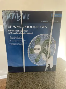 Active Air 638104412001 16 Inch Wall Mount Fan 3 Speed 90degree Oscillation By Hydrofarm