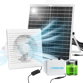 Adobyo 765166598906 Solar Fan With Battery 9.8 Inch Exhaust 12000mah 22w Ventilator 14