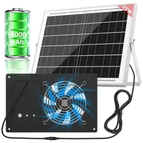 Fan-002 Anteqi Solar Powered Fan With 15000mah Battery And Timer 25w 3500rpm Highspeed