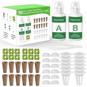 Rsk-12 Aooccder Seed Pods Kit Hydroponics Supplies With 12 Square Grow Sponges Gro
