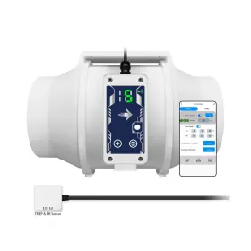 Aquahorti 795847455341 Inline Duct 6 Inch Fan Within Wifi Controller. Control Speed In Kinds Of Cond
