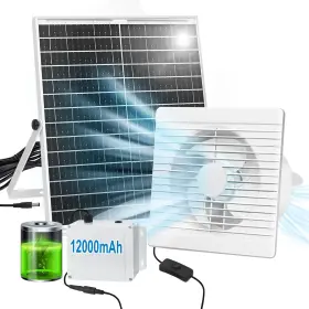 Au-sf-22w-002 Auzev Solar Exhaust Fan With 12000mah Battery 22w Powered For Greenhouse