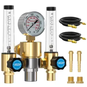 Betooll Hw9003n-1 Dual Output Argon Regulator - Mig/tig Flow Meter Gas Gauge With 2pcs