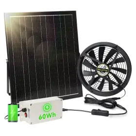 Binglux 762744038281 Solar Powered Fan With Battery Run Day And Night 42w 9.8 Inch Fans For Chick