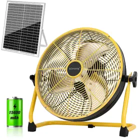 15600 Blessny 785034488108 12 Inch Solar Rechargeable Floor Fan Mah 20w Powered Portable Batter