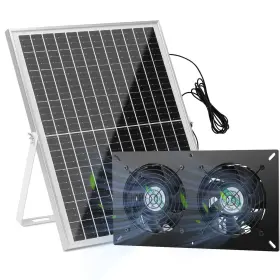 Blessny 785034488177 25w Solar 2 Fan Kit For Outdoor Greenhouse Powered Vent Exhaust Ventil