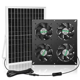 Blessny 785034488184 25w Solar 4 Fan Kit For Outdoor Greenhouse Powered Vent Exhaust
