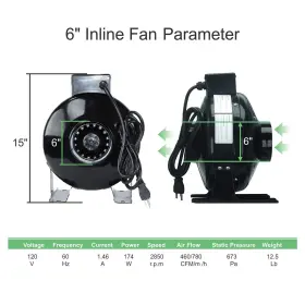 Bloomgrow 612668146459 6ftft Inline Fan Carbon Filter Ducting Kit Speed Controller 24 Hour Time #3