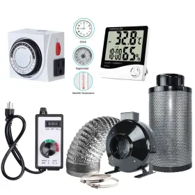 Bloomgrow 612668146459 6ftft Inline Fan Carbon Filter Ducting Kit Speed Controller 24 Hour Time