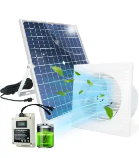 B-f-21700 Bobuy Solar Powered Exhaust Fan With Battery 25 W Waterproof Panel 8 Inch New