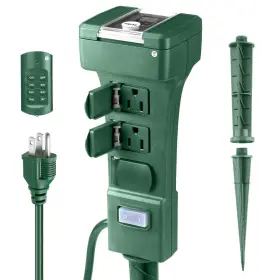 Sp-060a Brightown Outdoor Power Stake Timer 24 Hour Light Timers With Remote Control 6 Outlet