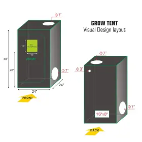 Cdmall 712653138305 24ftftx24ftftx48ftft Mylar Hydroponic Grow Tent With Observation Window And Floor Tray #2