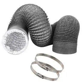 Certbuy 604213562128 4in Flexible 4-layers Aluminum Vent Duct Hose 12ft Gray Hvac Tubing