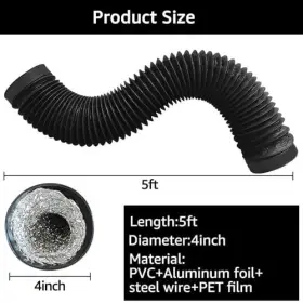 Ssg-hp-15m Charmdecor Dryer Vent Hose 4 Inch Insulated Flexible Aluminum Duct 5ft With 2 Clamps #2