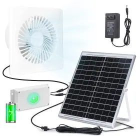 Chtoocy 786411739882 Solar Fan Pro With Battery Run Day/night 9.5 Inch Exhaust And 20w Pane