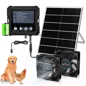 Chtoocy Pfs-190 25w Smart Solar Fan For Chicken Coop W Battery Greenhouse Powe