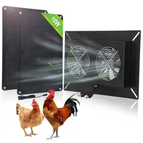 12112000-19-20 Dc House 20w Solar Powered Dual Metal Shell Exhaust Fan Kit For Chicken Coops Greenho