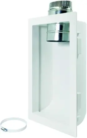 Deflecto Llc 079916010205 Recessed Dryer Venting Box 4 Inch Dia. White With Oval-round Adapter Dvboxkit
