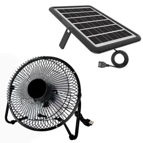 Delumee 757582338952 8 Inch Solar Powered Fan With Big Panel 18w Cloudy Days Working