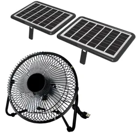 Delumee 757582338969 8 Inch Solar Fan With Dual Panels 26w Cloudy Days Working Powere