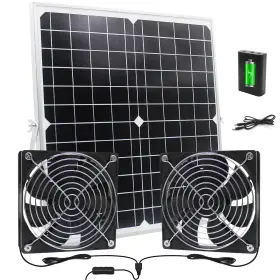 Hsh-ys07 Dollox Solar Dual Fan Exhaust Intake Air Circulation Kit 20w Panel Powere