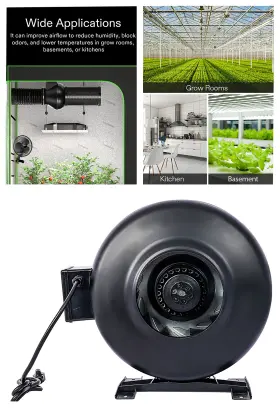 Etsg 699972095314 4-inch Inline Duct Ventilation Vent Blower Fan For Hydroponics Basements Kitchen