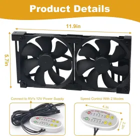 Folosem 313107479434 12v Rv Fridge Ventilation Cooling Fan 5.5 Inch 140mm Fit For Vent And Venti
