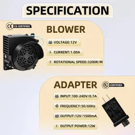 Gelbewindglocken 721545028839 Replacement Inflatable Fan - 12v 1.0a Blower With 1.5a Adapter And 5 Led #2