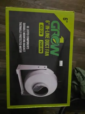 Gro1 981704 Grow1 6 Inch High Output Ho In Line Duct Fan 435 Cfm / Hydroponic