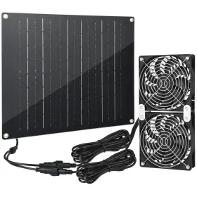Gtqking 607611399020 Solar Powered Fan 30w Large Exhaust Dual Equipped Wit