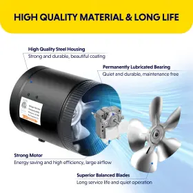 Healsmart 198401010374 Inline Booster Duct Fan With Speed Controller 6 Inch 275 Cfm Exhaus #2