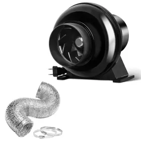 Healsmart 840166282410 4 Inch 195 Cfm Exhaust Inline Vent Blower And 8 Feet Non-insulated Flex Air A
