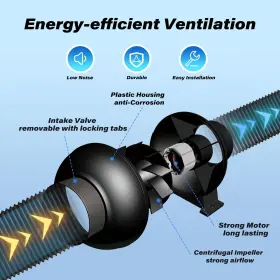 Healsmart 840166285770 4 Inch Exhaust Inline Duct 195 Cfm Quiet Vent Blower For Indoor Grow Tent Hyd #3