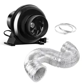 Healsmart 840166297018 4 Inch 195 Cfm Exhaust Inline Vent Blower And 25 Feet Non-insulated Flex Air