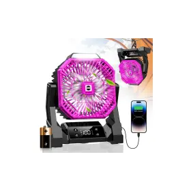 Hiketrax 345750116856 Portable Camping Fan With Led Lantern 15000mah Rechargeable Battery Operated