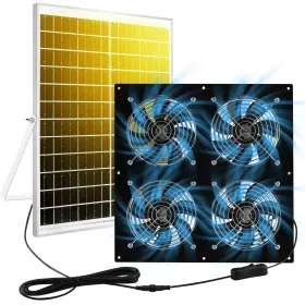 Fan-02 Hnrloy Solar Exhaust Fan For Chicken Coop And Powered With 25w Panel 4-pac