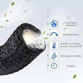 Hcus-ducthose-3in-bk-200818 Holdware 3inch Flexible Ducting Hose 16.5 Feet Black Aluminum Dryer Black- #3