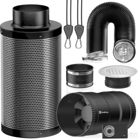 Hon&guan 445049870857 Inline Fan Speed Controller 14 Inch Carbon Filter 8ft Ducting Rubber Coupler So