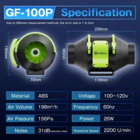 Hon&guan 800689568217 4 Inch Inline Duct Fan Upgrade Motor And Low Noise Ventilation Exhaust #2