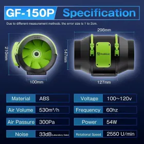 Hon&guan 800689568439 6 Inch Inline Duct Fan Upgrade Motor And Low Noise Ventilation Exhaust #2