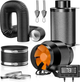 Hg-us-zh340 Hon&guan 212 Cfm Air Filtration Kit For Grow Tent Ventilation System 4 Inch Inline Duct Fan