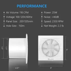 Hga-150c Hon&guan 6 Inch Quiet 45db Wall Ceiling Mount Exhaust Fan Bathroom Garage #2