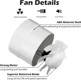 Hugoome 313105522521 Inline Duct Fan 4 Inch Vent Booster Hvac Exhaust Intake Fans 76 Cfm Ve #2