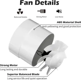 Hugoome 445038079001 Inline Duct Fan 4 Inch Vent Booster Hvac Exhaust Intake Fans 76 Cfm #2