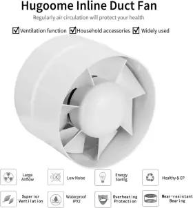 Hugoome 744759951014 Inline Duct Fan 6 Inch Vent Booster Hvac Exhaust Intake Fans 188 Cfm V #3