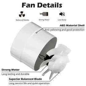 Hugoome 791751066437 Inline Duct Fan 4 Inch Vent Booster Hvac Exhaust Intake Fans 76 Cfm #2