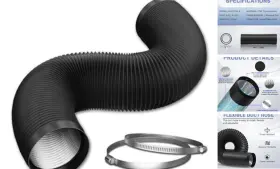 Fle-pie-8 Hyitcl Flexible Ducting Hose 12 Feet Black Aluminum -4 Layer Protection 8 Inch