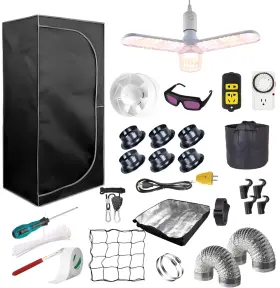 Imeshbean 736952666307 Complete Mylar Growing Tent 2x2 Grow Kit 24 Inch X24 X55 Indoor Plant