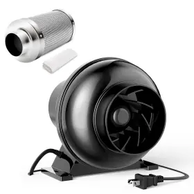 Infinipower 198401017687 4 Inch 195 Cfm Inline Ventilation Fan Carbon Filter Air Circulation Vent